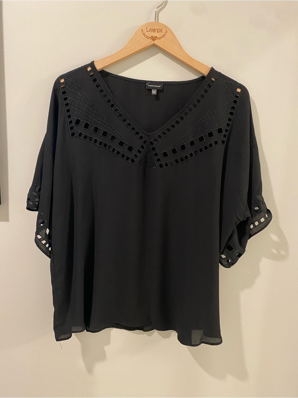 BuckleBlack - Cutout V-Neck Blouse Size Small